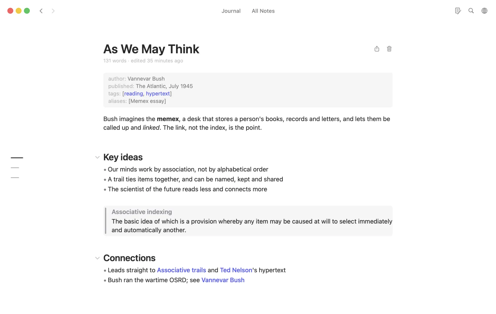 A note, with its linked references below.
